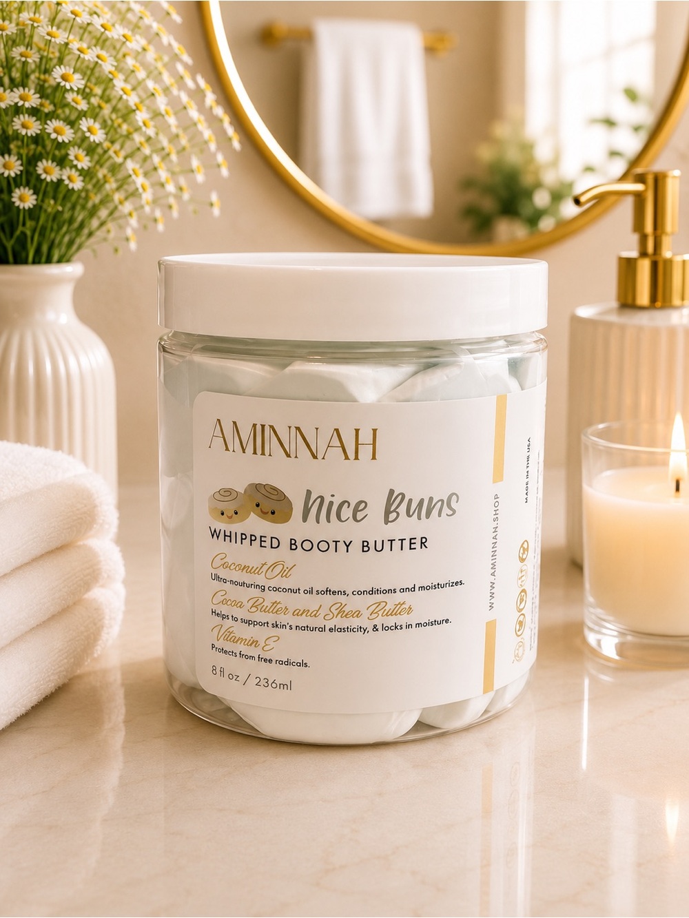 🆕 AMINNAH Nice Buns Whipped Booty Butter - White